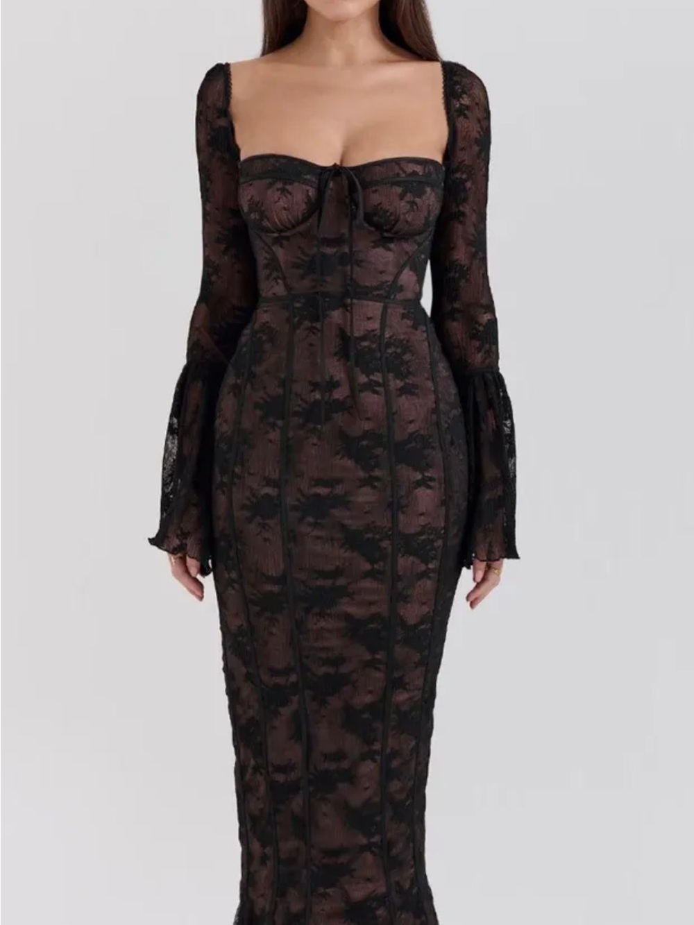 House of CB Black Delilah Lace Maxi Dress - Picture 2 of 7
